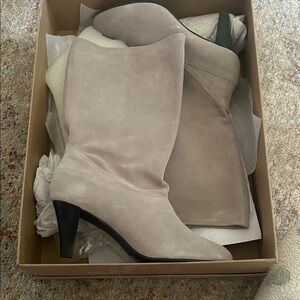 Kelsi Dagger Light Beige Heeled Boots.  They are gorgeous!  Dreamy soft suede